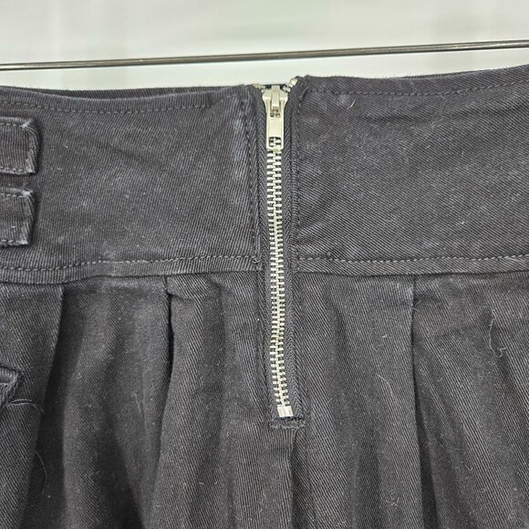 Hot Topic Mini Short Denim Jean Skirt Small Black Pocket Zipper Ring Gothic Punk - Picture 4 of 9